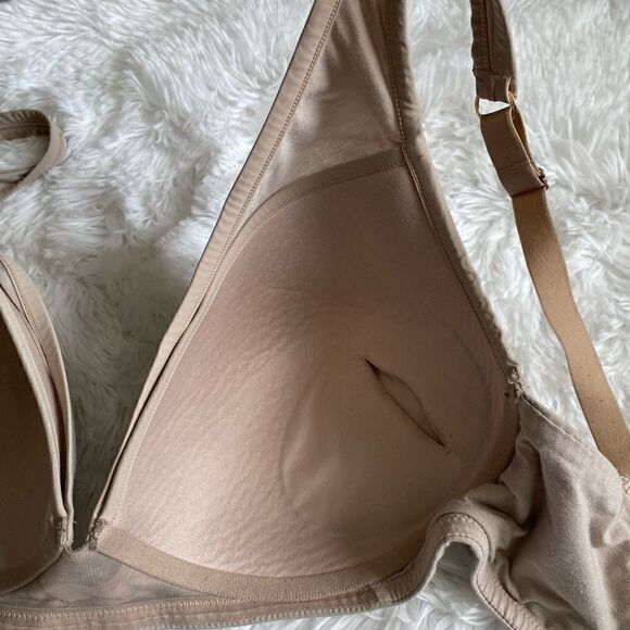 ThirdLove 24/7 Cotton Plunge Bra Tan Missing Underwire Womens Size 36F - Picture 3 of 10